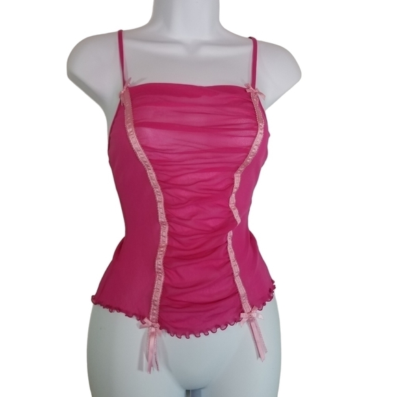 Vtg y2k Victorias Secret fairy pink mesh tank top coquette cami camisole - Picture 1 of 6